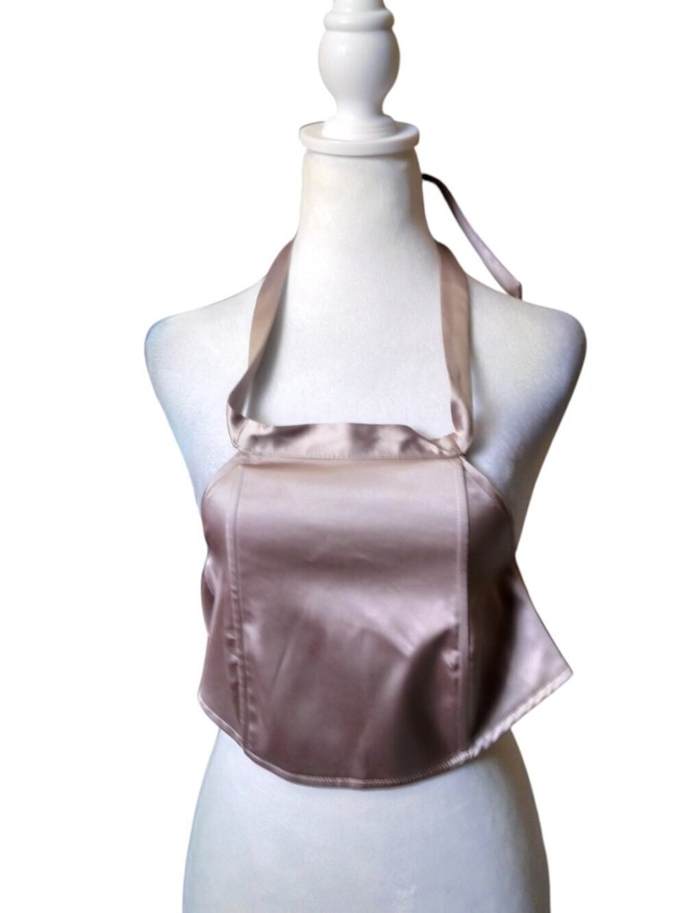 Lioness Halter Top Zip Back Size Medium Structured Beige Date Night Flirty Silky